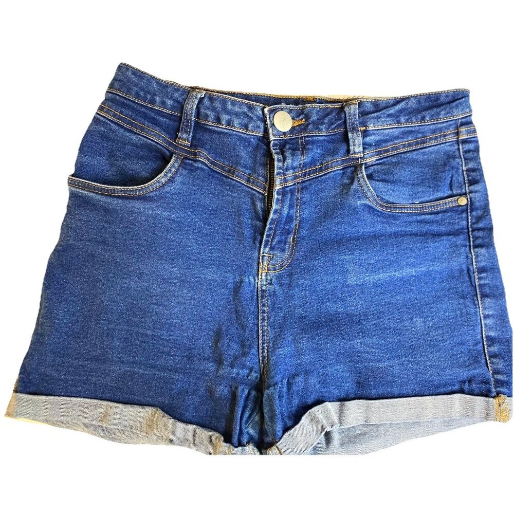 The Classic High Rise Women's Blue Stretch Denim Jorts Size 6 Cuffed Boyfriend